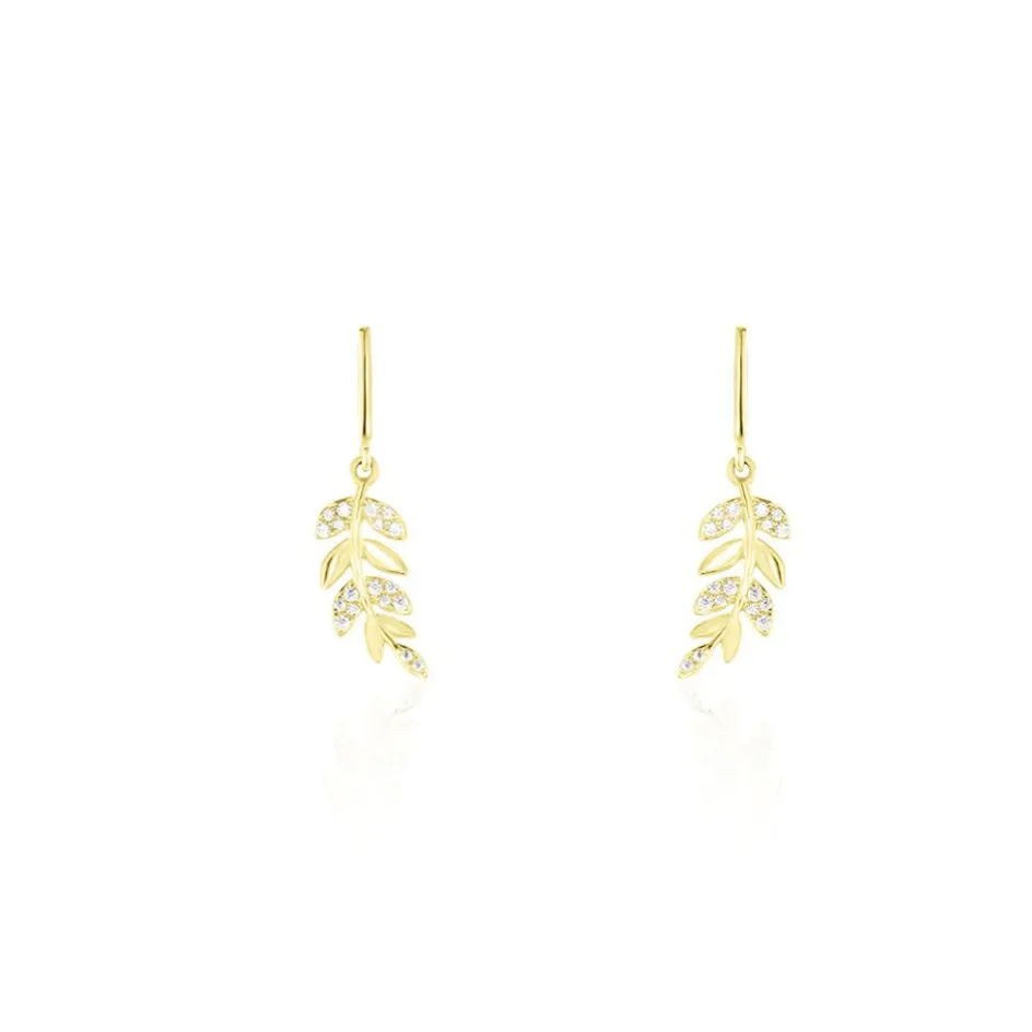 Sale Histoire d'Or Boucles D'oreilles Pendantes Or Jaune Nahia Oxydes De Zirconium