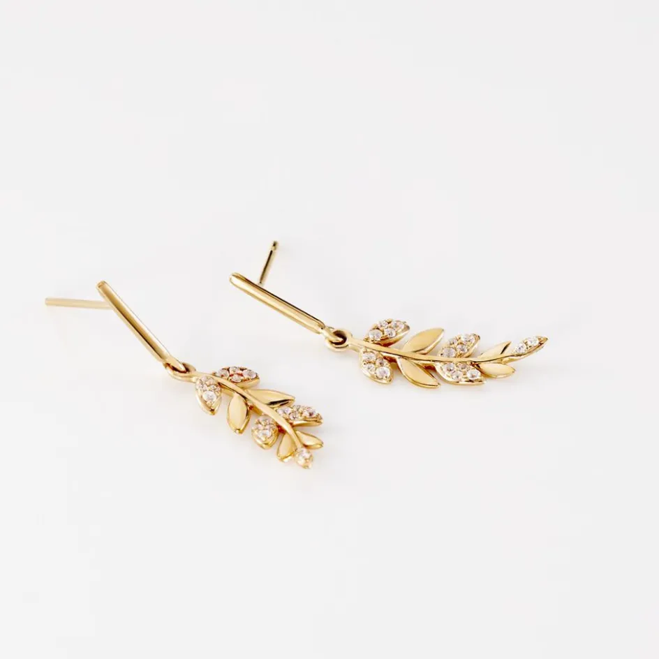 Sale Histoire d'Or Boucles D'oreilles Pendantes Or Jaune Nahia Oxydes De Zirconium