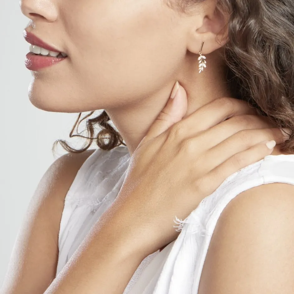 Sale Histoire d'Or Boucles D'oreilles Pendantes Or Jaune Nahia Oxydes De Zirconium