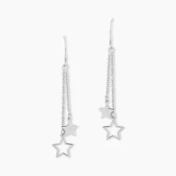 Outlet Histoire d'Or Boucles D'oreilles Pendantes Juliette Argent Blanc