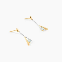 Sale Histoire d'Or Boucles D'oreilles Pendantes Formev Or Bicolore Oxyde De Zirconium