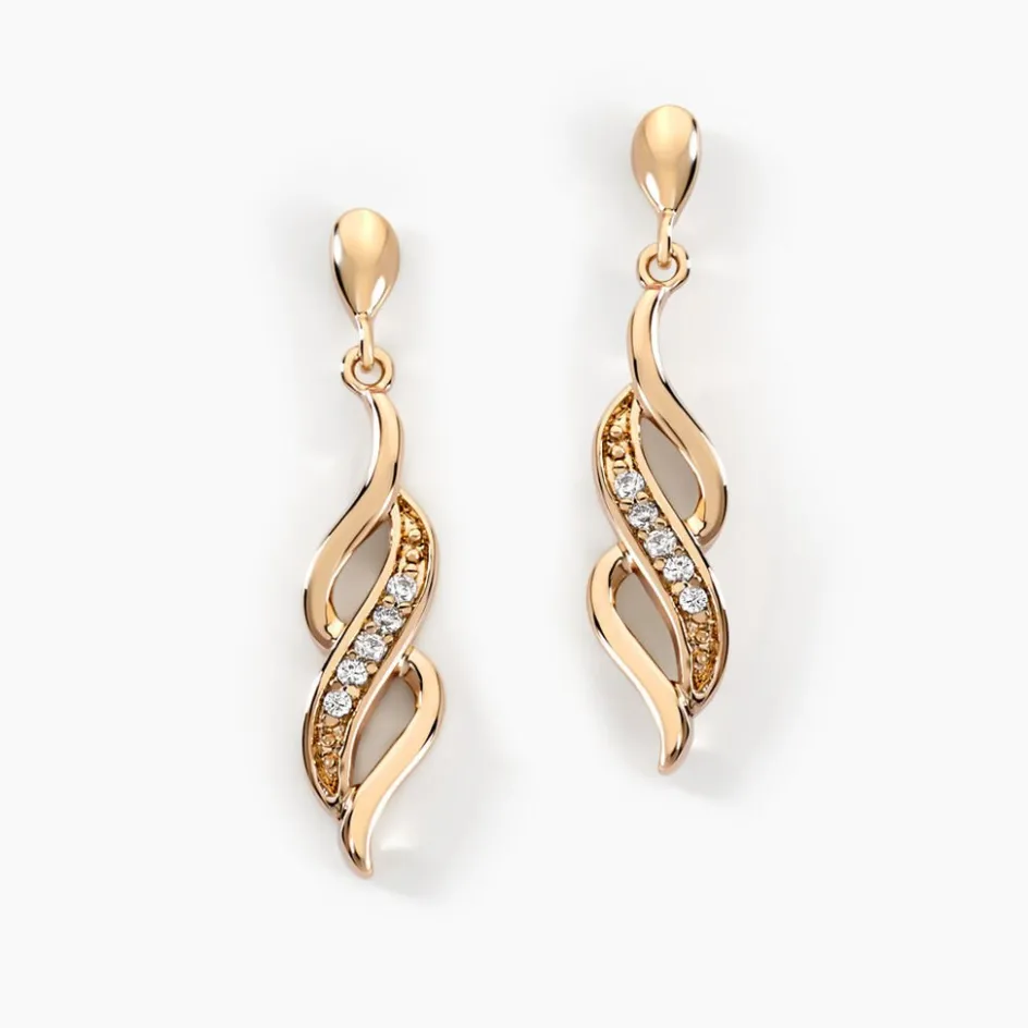 Sale Histoire d'Or Boucles D'oreilles Pendantes Ishaae Plaqué Or Jaune Oxyde De Zirconium