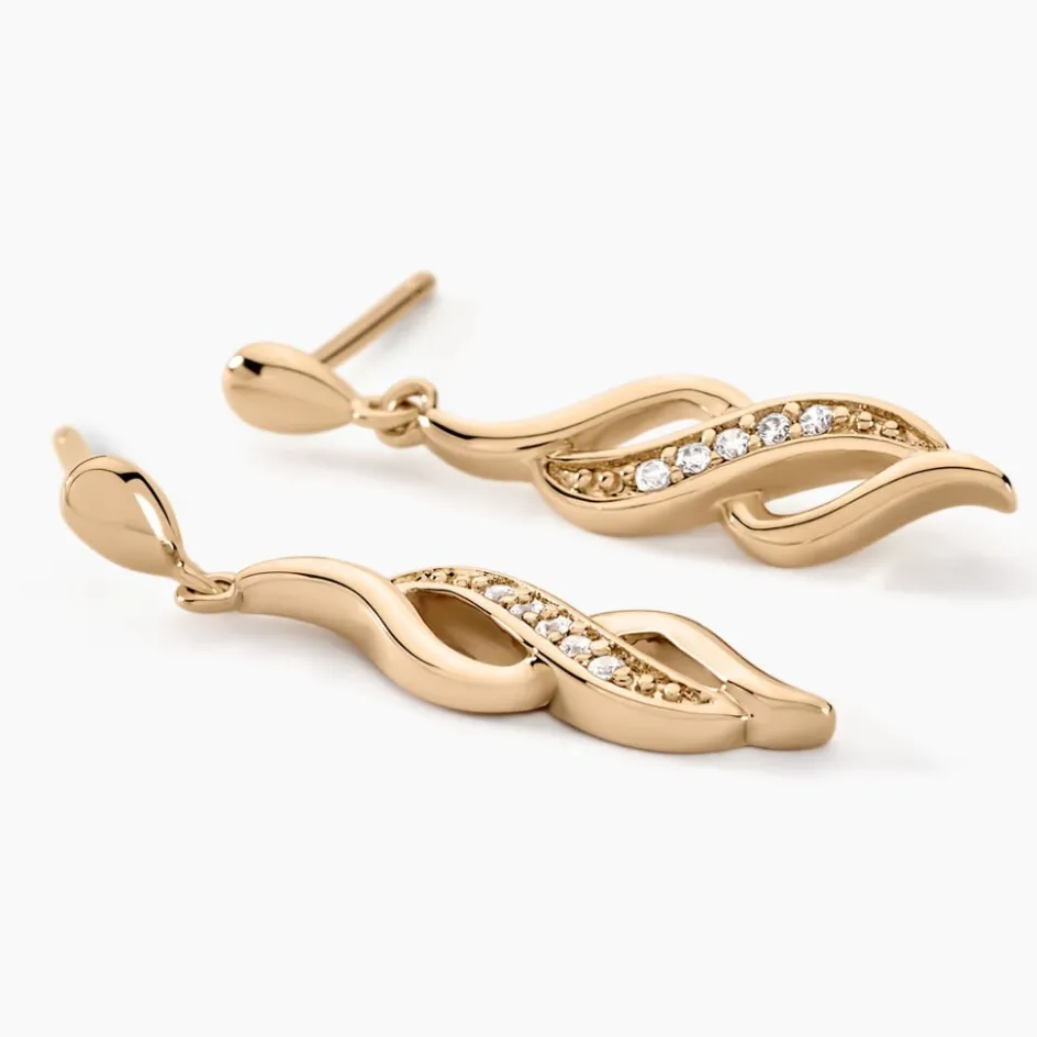 Sale Histoire d'Or Boucles D'oreilles Pendantes Ishaae Plaqué Or Jaune Oxyde De Zirconium