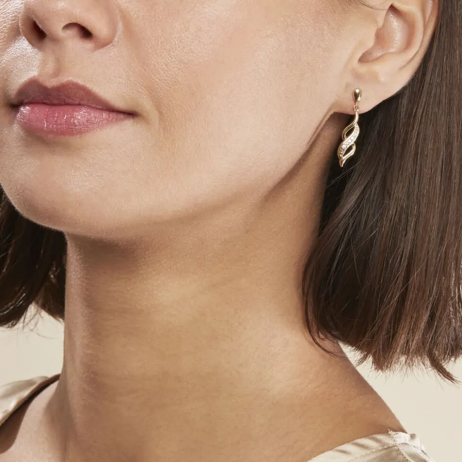 Sale Histoire d'Or Boucles D'oreilles Pendantes Ishaae Plaqué Or Jaune Oxyde De Zirconium