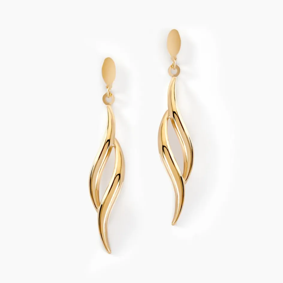 Outlet Histoire d'Or Boucles D'oreilles Pendantes Merone Vagues Or Jaune