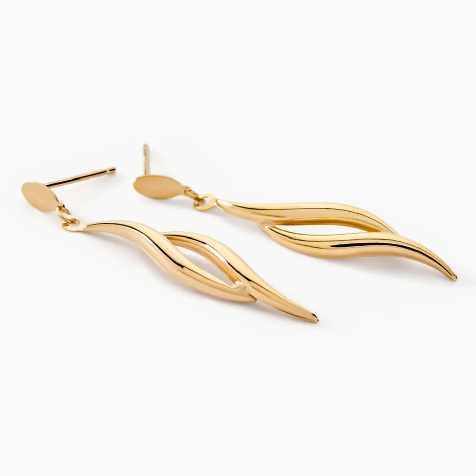 Outlet Histoire d'Or Boucles D'oreilles Pendantes Merone Vagues Or Jaune