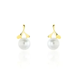 Clearance Histoire d'Or Boucles D'oreilles Pendantes Campanule Or Jaune Perle De Culture