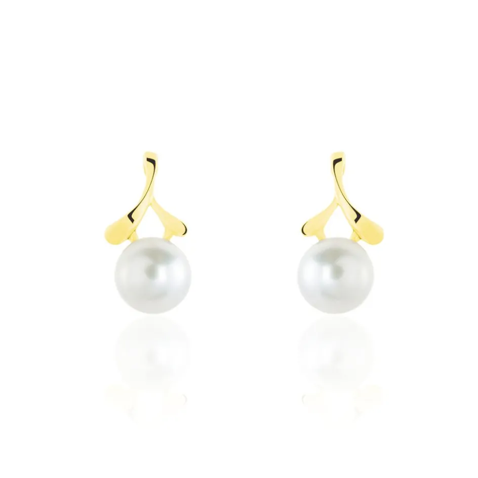 Clearance Histoire d'Or Boucles D'oreilles Pendantes Campanule Or Jaune Perle De Culture