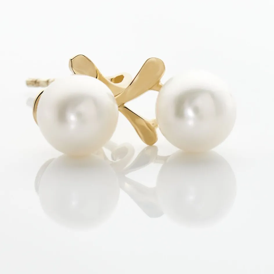 Clearance Histoire d'Or Boucles D'oreilles Pendantes Campanule Or Jaune Perle De Culture