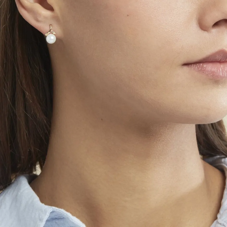 Clearance Histoire d'Or Boucles D'oreilles Pendantes Campanule Or Jaune Perle De Culture