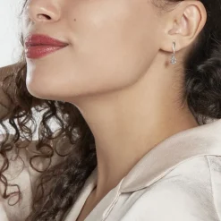 New Histoire d'Or Boucles D'oreilles Pendantes Assaf Or Blanc Topaze Et Oxyde or blanc topaze bleue