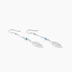 Clearance Histoire d'Or Boucles D'oreilles Pendantes Grethel Argent Blanc Turquoise