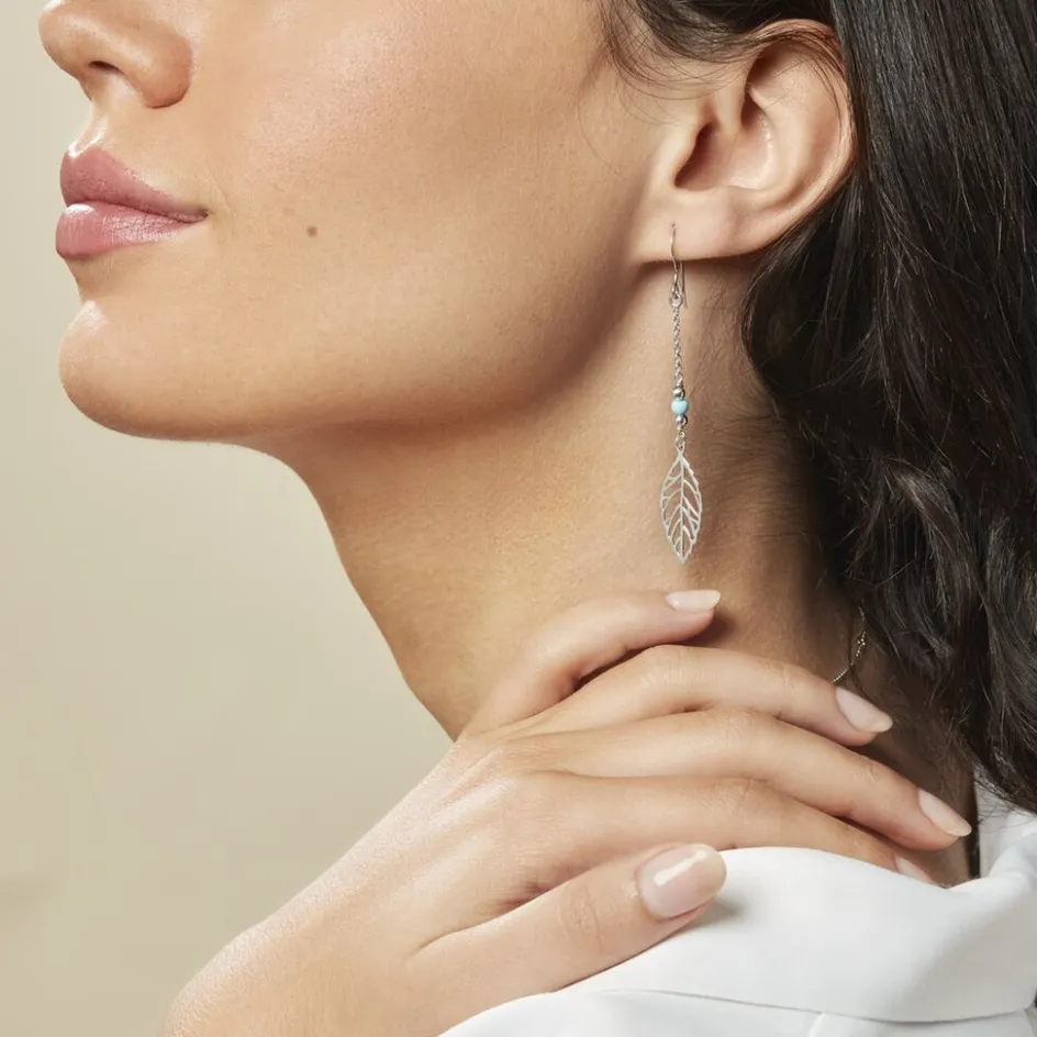 Clearance Histoire d'Or Boucles D'oreilles Pendantes Grethel Argent Blanc Turquoise