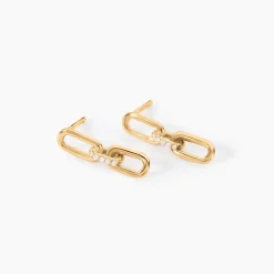 Clearance Histoire d'Or Boucles D'Oreilles Pendantes Lueur Plaqué Or Jaune Oxyde De Zirconium