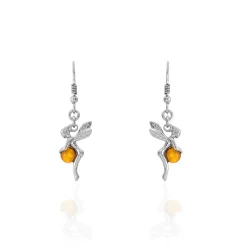 Sale Histoire d'Or Boucles D'oreilles Pendantes Argent Blanc Abellia Ambre