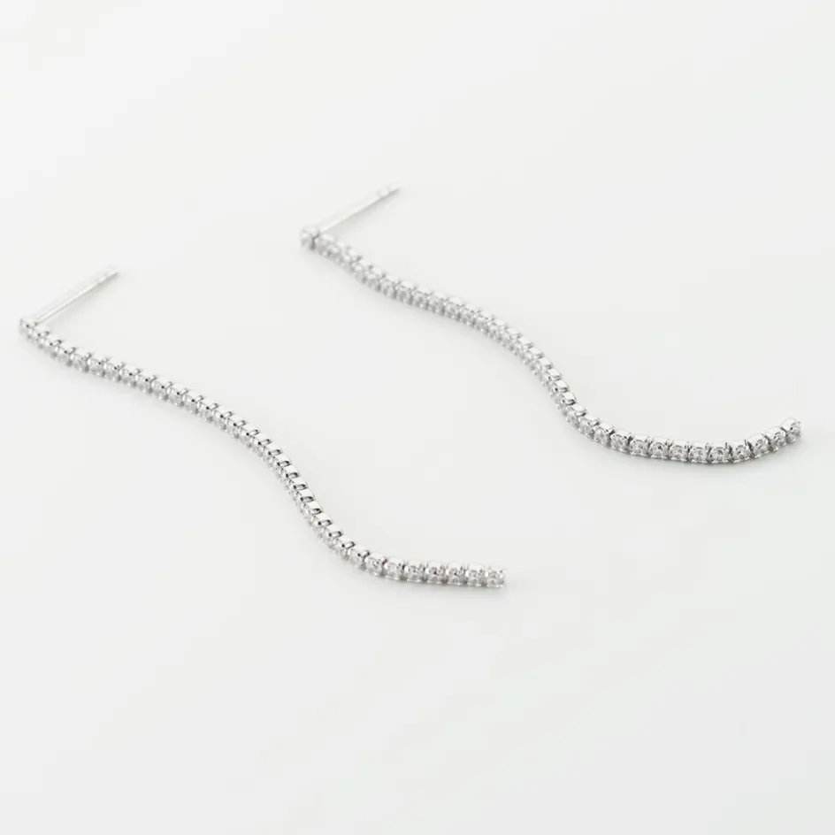 Best Histoire d'Or Boucles D'oreilles Pendantes Lou-anne De Zirconium argent blanc oxyde
