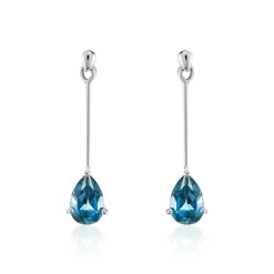Hot Histoire d'Or Boucles D'oreilles Pendantes Goutte or blanc topaze bleu london