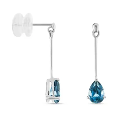 Hot Histoire d'Or Boucles D'oreilles Pendantes Goutte or blanc topaze bleu london