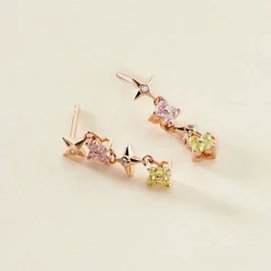 Outlet Histoire d'Or Boucles D'oreilles Pendantes Nimbe Argent Rose Oxyde De Zirconium argent rose oxyde rose