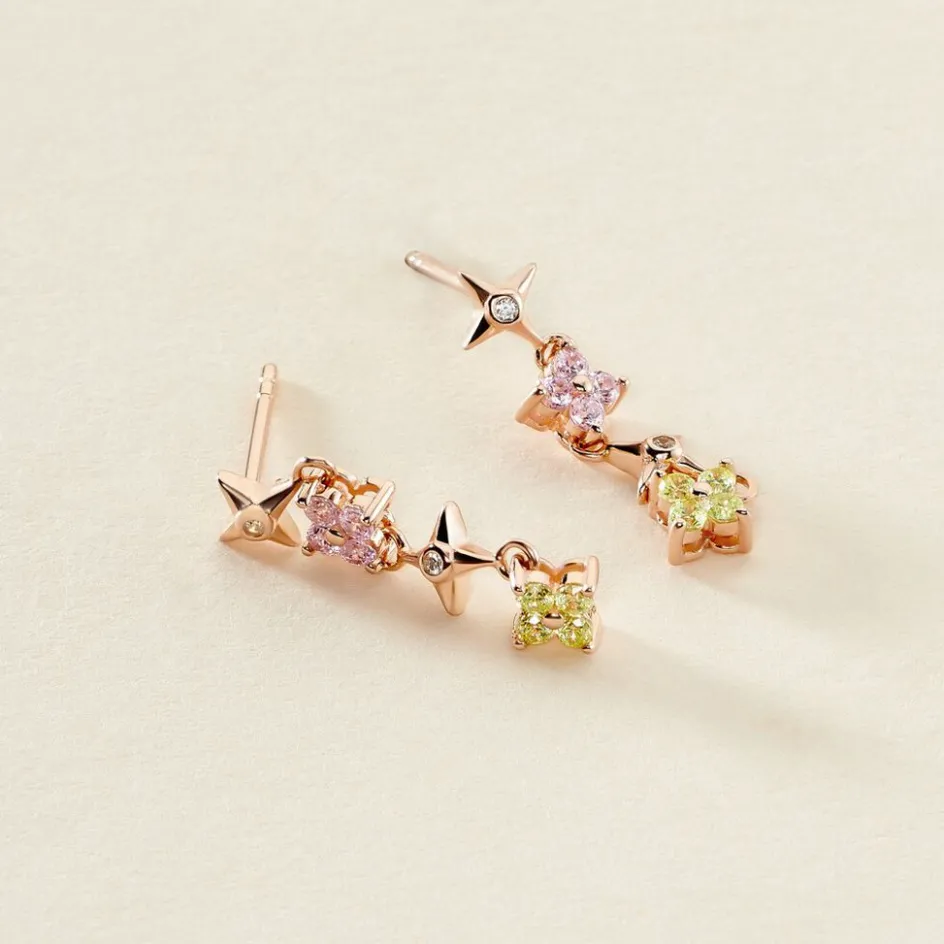 Outlet Histoire d'Or Boucles D'oreilles Pendantes Nimbe Argent Rose Oxyde De Zirconium argent rose oxyde rose