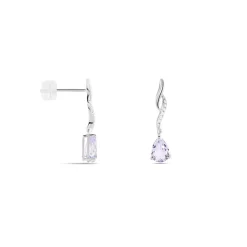 Clearance Histoire d'Or Boucles D'oreilles Pendantes Assaf Or Blanc Amethyste Et Oxyde or blanc amethyste violette