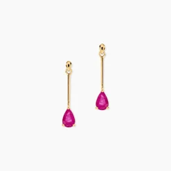Online Histoire d'Or Boucles D'oreilles Pendantes Goutte or jaune rubis