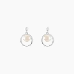 Outlet Histoire d'Or Boucles D'oreilles Pendantes Ivana Argent Blanc Perle De Culture