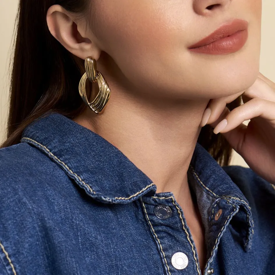 Clearance Histoire d'Or Boucles D'oreilles Pendantes Estefany Acier Inoxydable Doré