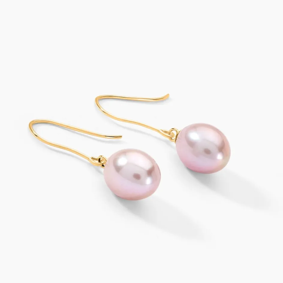 Outlet Histoire d'Or Boucles D'oreilles Pendantes Rose Or Jaune Perle De Culture