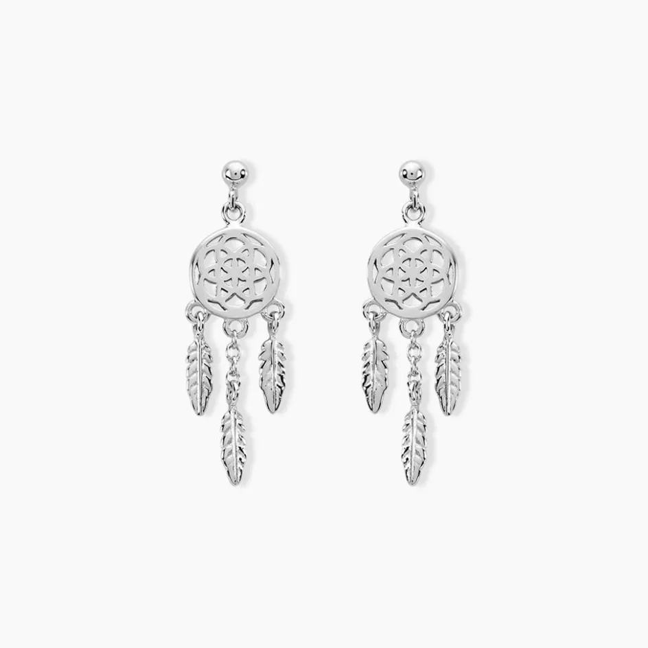 Clearance Histoire d'Or Boucles D'oreilles Pendantes Oniria Argent Blanc