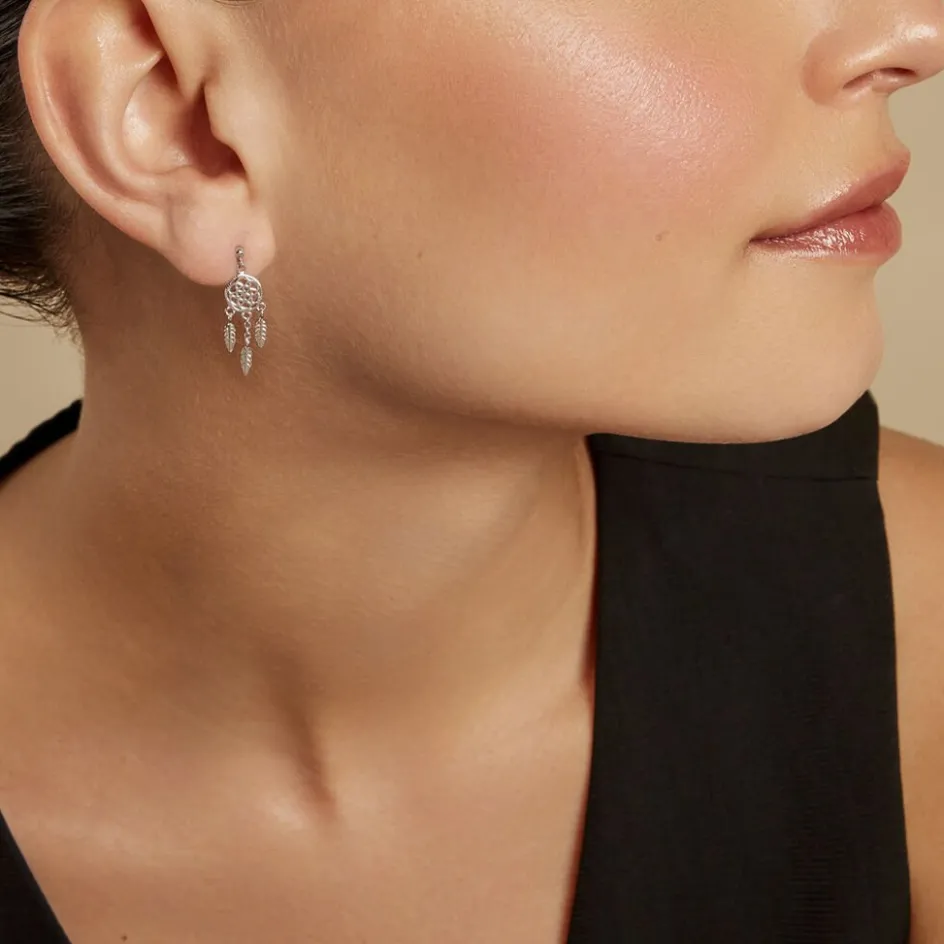 Clearance Histoire d'Or Boucles D'oreilles Pendantes Oniria Argent Blanc