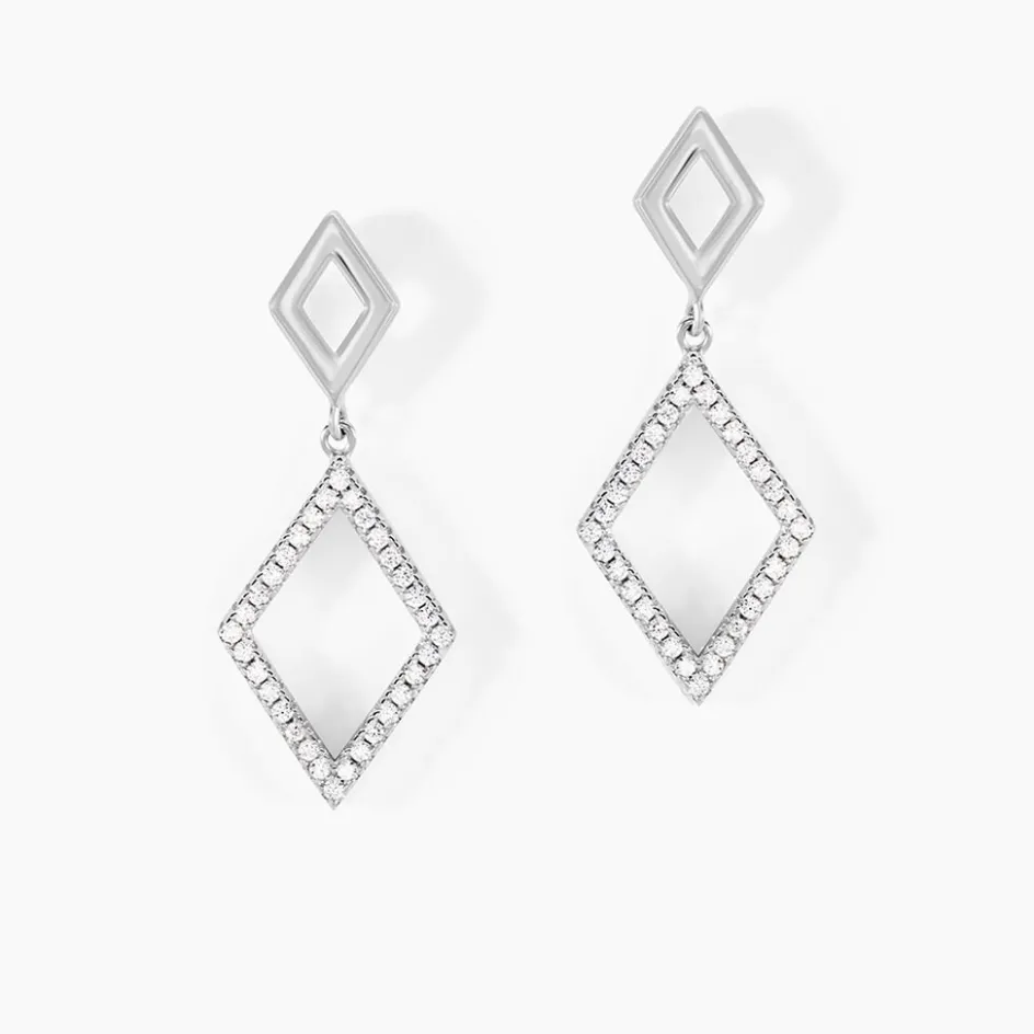 Outlet Histoire d'Or Boucles D'oreilles Pendantes Sounia Argent Blanc Oxyde De Zirconium