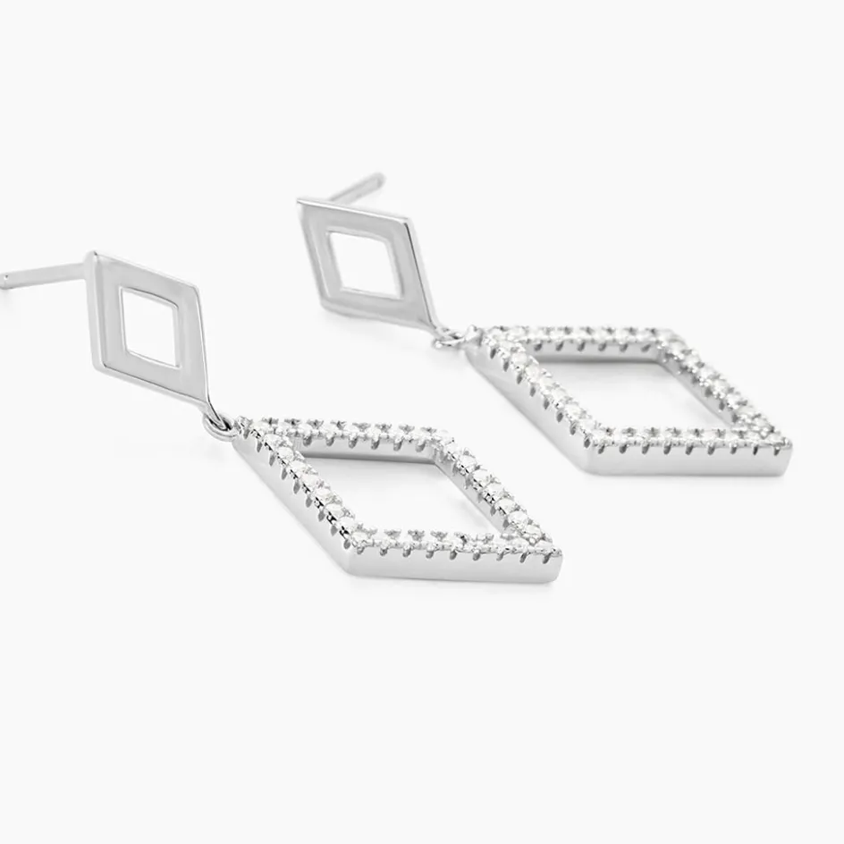 Outlet Histoire d'Or Boucles D'oreilles Pendantes Sounia Argent Blanc Oxyde De Zirconium