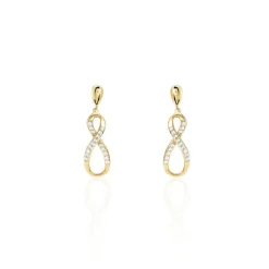 Clearance Histoire d'Or Boucles D'oreilles Pendantes Dunya Plaqué Or Jaune Oxyde De Zirconium