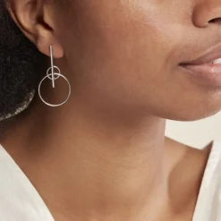 Outlet Histoire d'Or Boucles D'oreilles Pendantes Enissa Argent Blanc