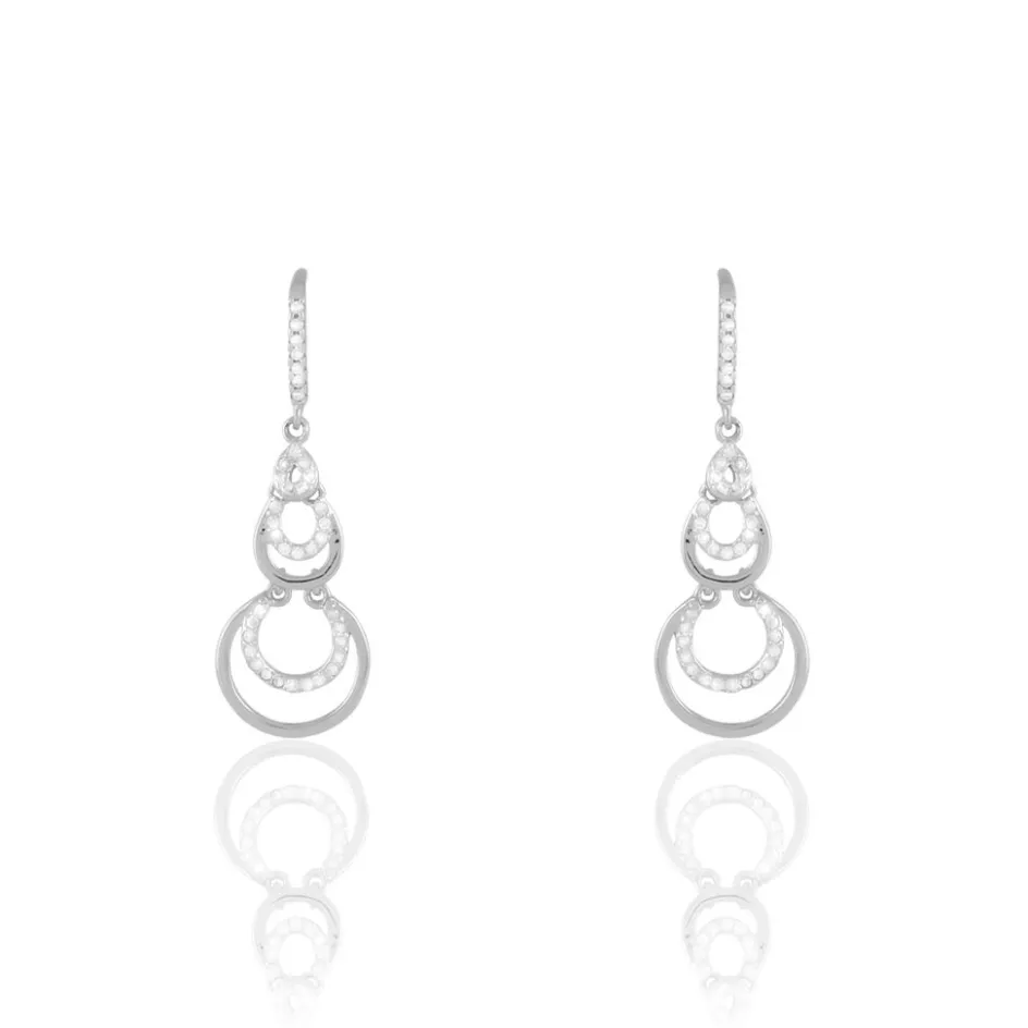 Clearance Histoire d'Or Boucles D'oreilles Pendantes Greta Argent Blanc