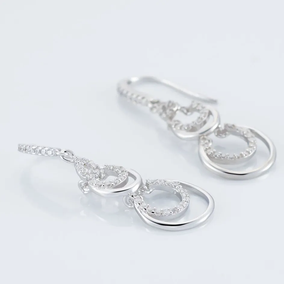 Clearance Histoire d'Or Boucles D'oreilles Pendantes Greta Argent Blanc