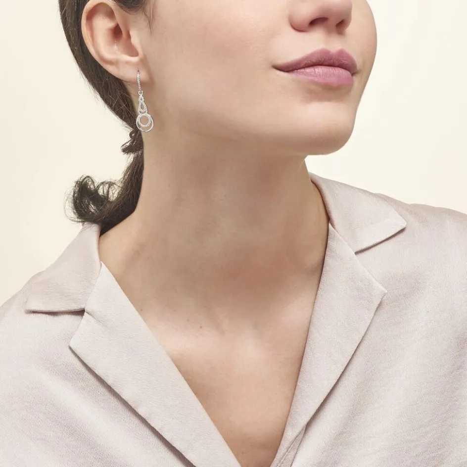 Clearance Histoire d'Or Boucles D'oreilles Pendantes Greta Argent Blanc