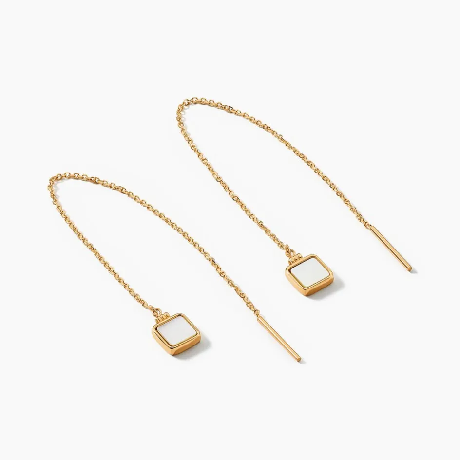 New Histoire d'Or Boucles D'oreilles Pendantes Caron Or Jaune Nacre or jaune nacre blanche