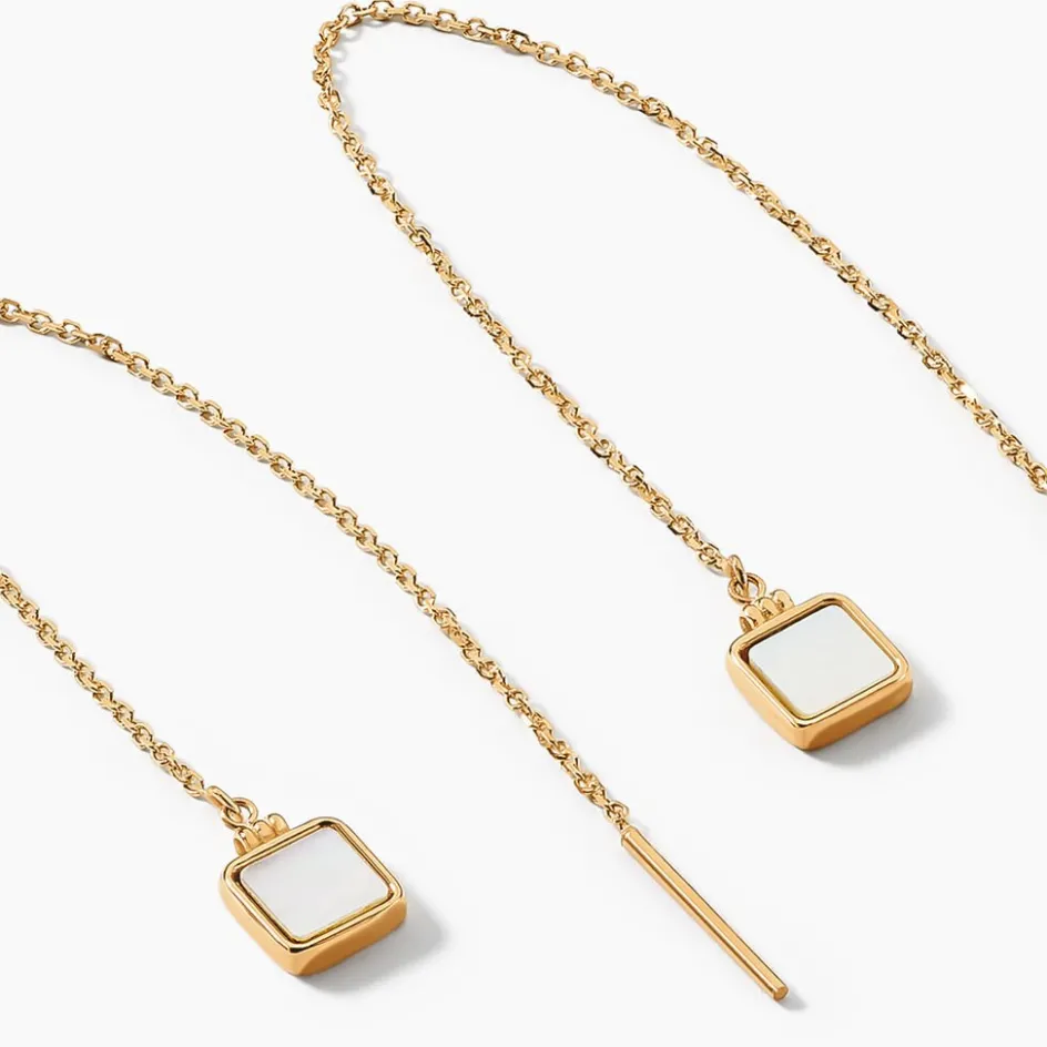 New Histoire d'Or Boucles D'oreilles Pendantes Caron Or Jaune Nacre or jaune nacre blanche