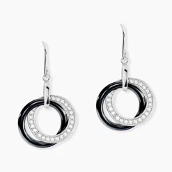 Sale Histoire d'Or Boucles D'oreilles Pendantes Grizzel Argent Blanc Céramique Et Oxyde