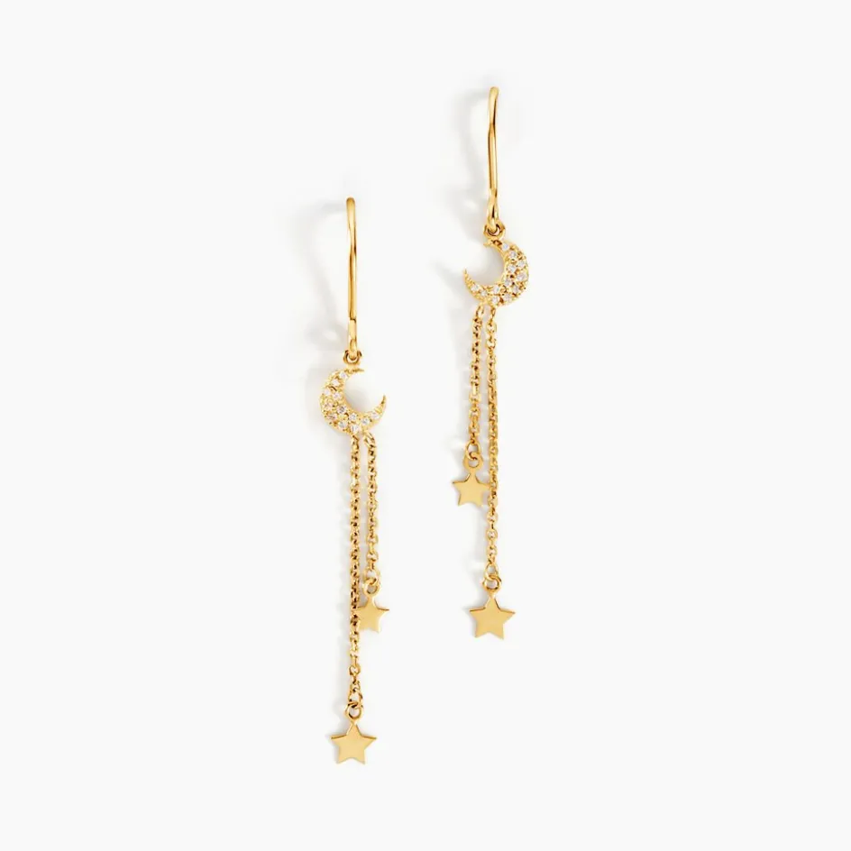 Outlet Histoire d'Or Boucles D'oreilles Pendantes Stellar Or Jaune Oxyde De Zirconium