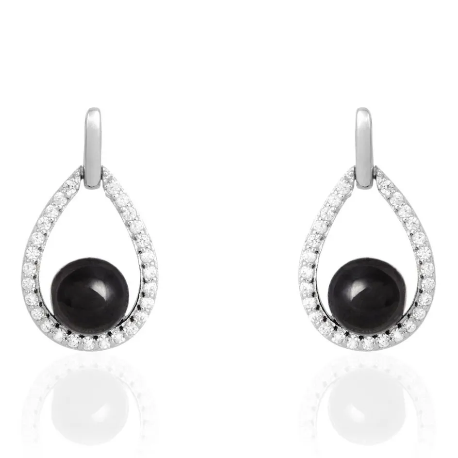 Sale Histoire d'Or Boucles D'oreilles Pendantes Nerea Argent Blanc Céramique Et Oxyde