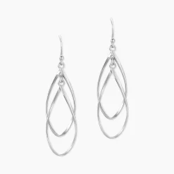 Best Histoire d'Or Boucles D'oreilles Pendantes Twisty Argent Blanc