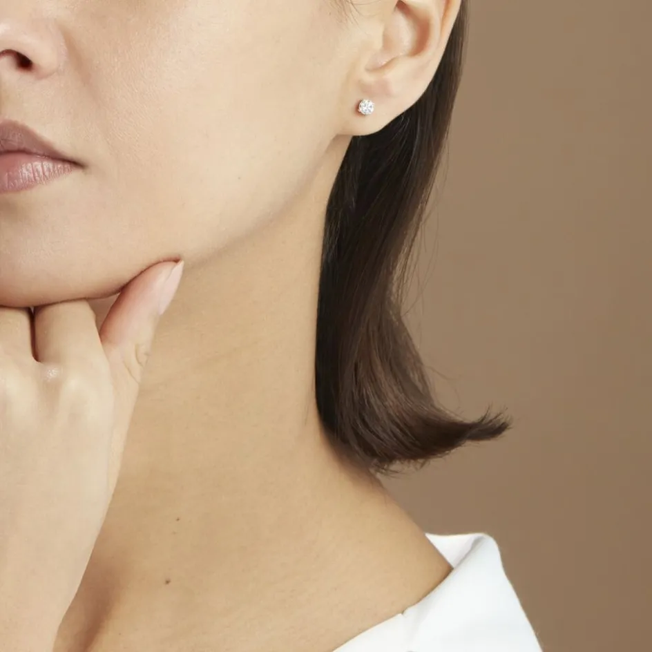 Histoire d'Or Boucles D'oreilles Puces 4 Griffes Or Blanc Diamant Synthetique* Boucles D'Oreilles|Clous D'Oreilles