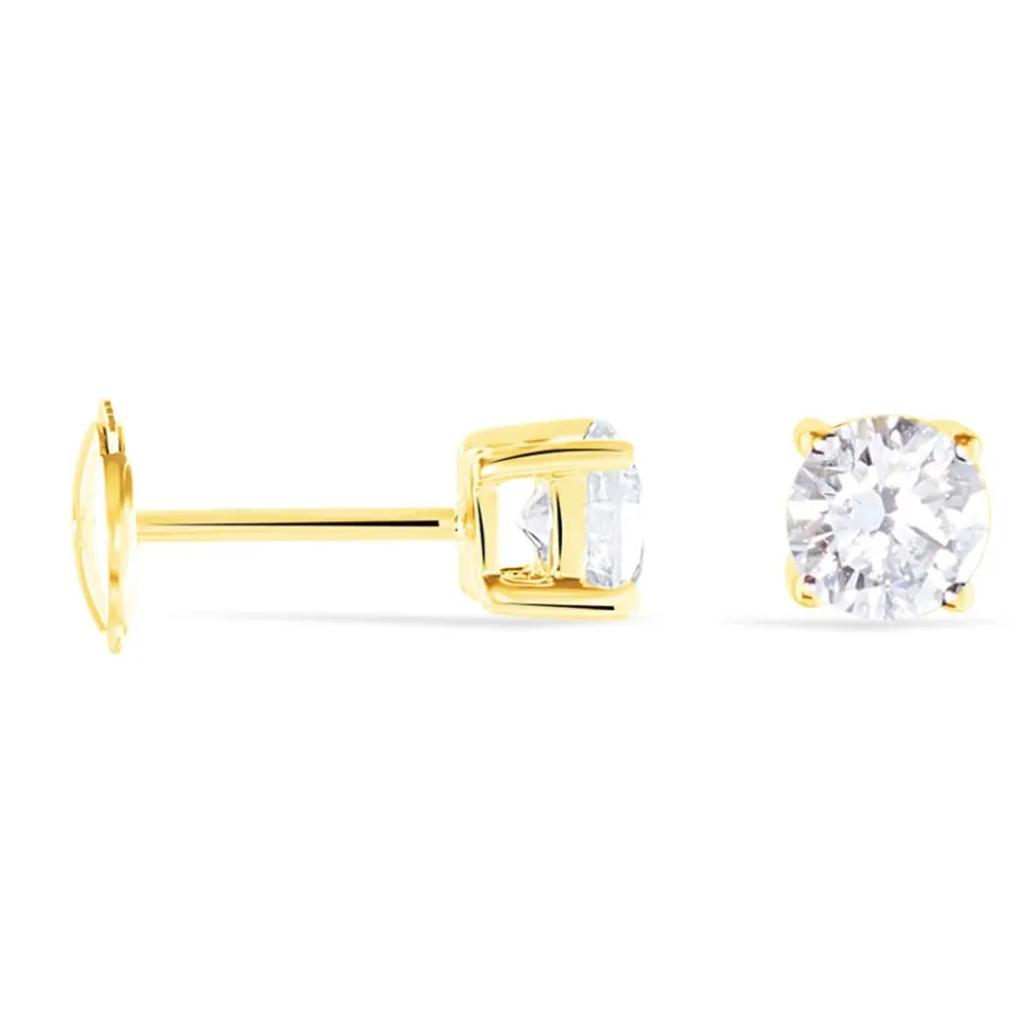 Histoire d'Or Boucles D'oreilles Puces 4 Griffes Or Jaune Diamant Synthetique* Boucles D'Oreilles|Clous D'Oreilles
