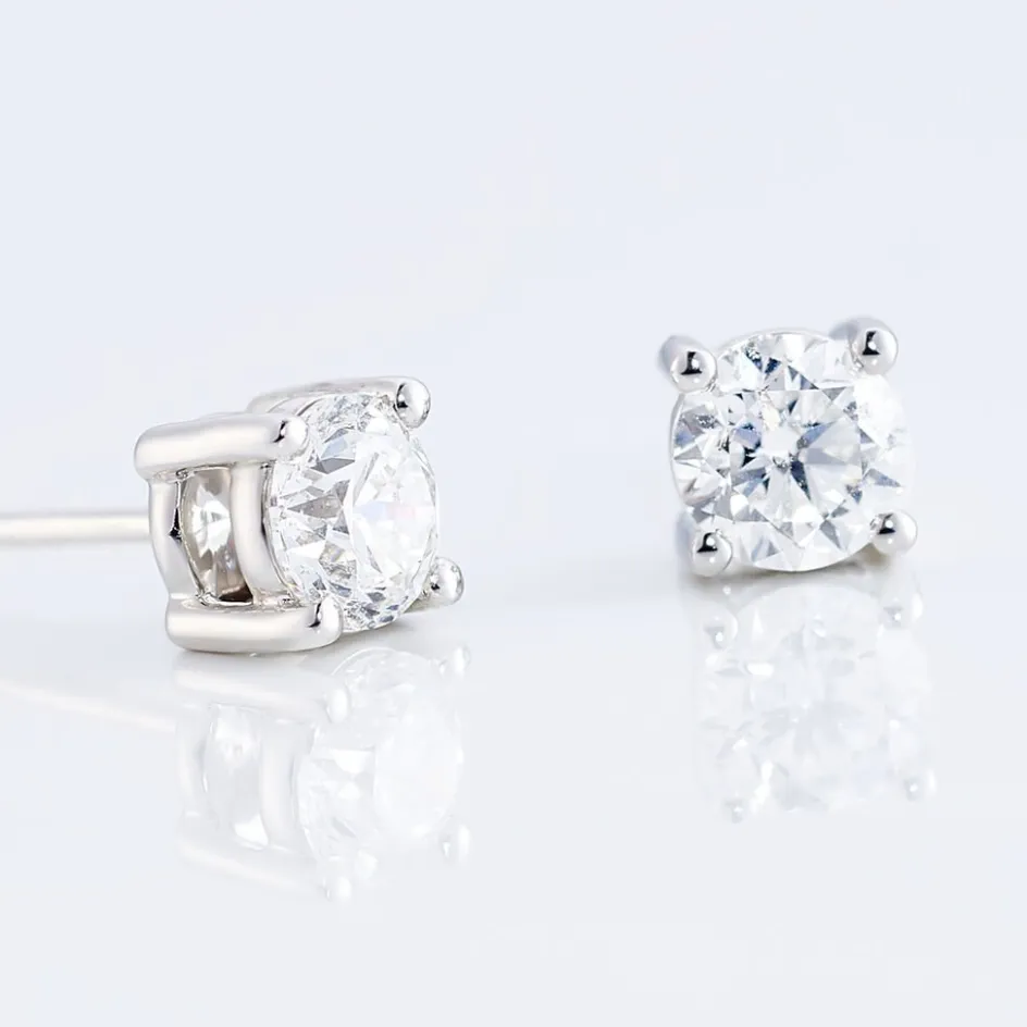 Histoire d'Or Boucles D'oreilles Puces 4 Griffes Or Blanc Diamant Synthetique* Boucles D'Oreilles|Clous D'Oreilles