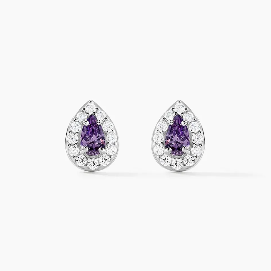 New Histoire d'Or Boucles D'oreilles Puces Argent Blanc Tania Oxydes De Zirconium argent blanc oxyde violet