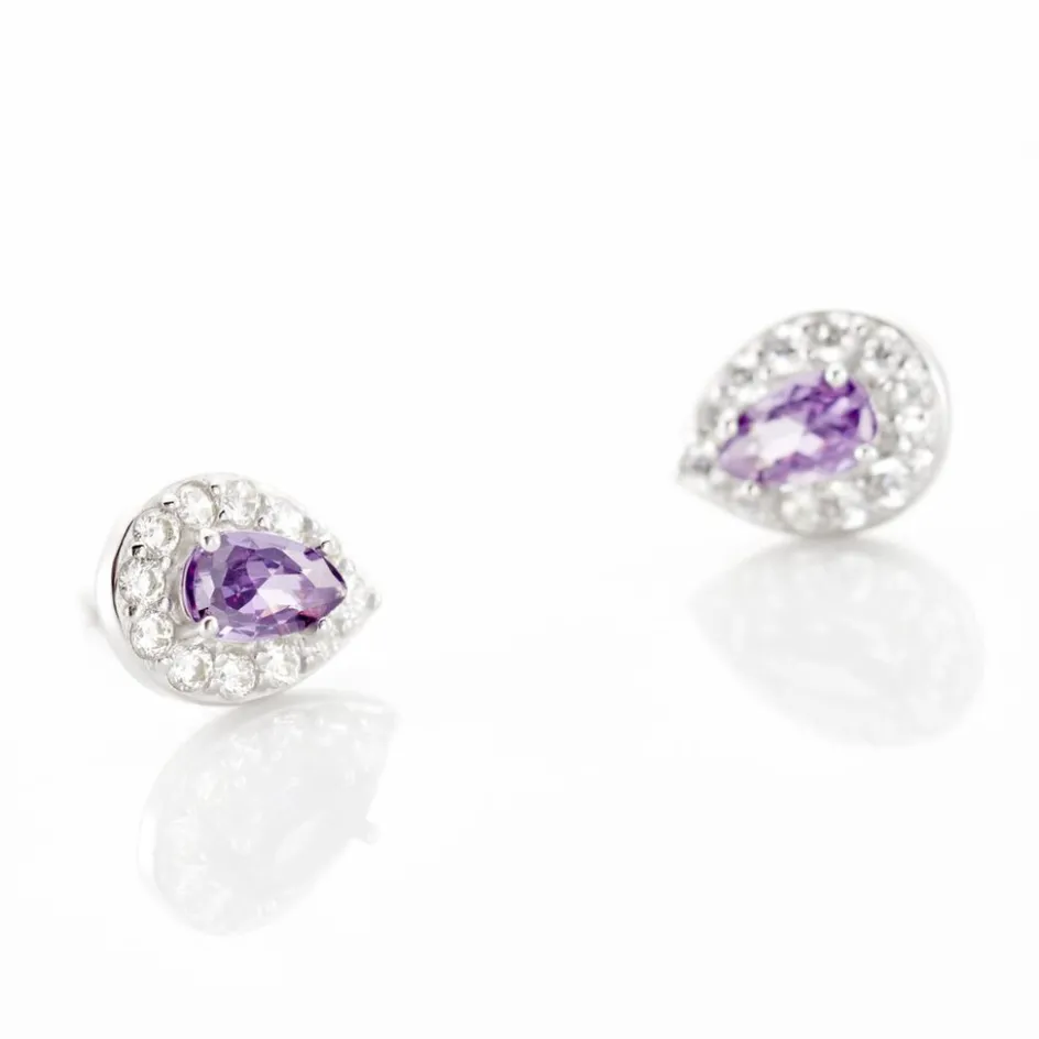 New Histoire d'Or Boucles D'oreilles Puces Argent Blanc Tania Oxydes De Zirconium argent blanc oxyde violet