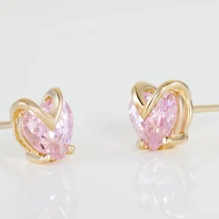 Best Histoire d'Or Boucles D'oreilles Puces Abelinia Plaqué Or Jaune Oxyde De Zirconium plaqué or jaune oxyde rose